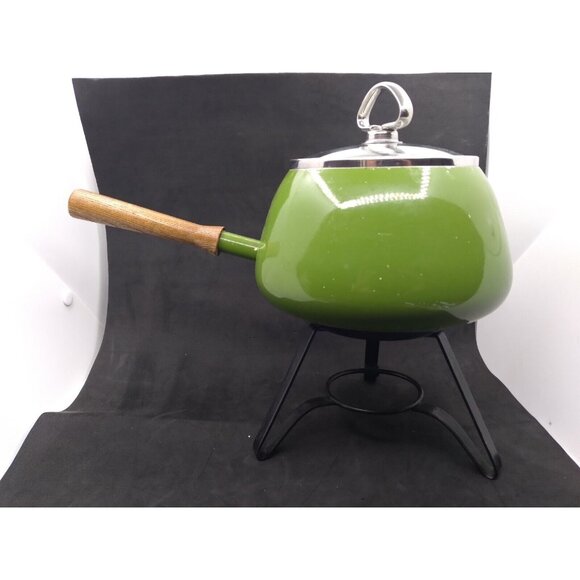 Vtg. MCM Fondue Pot Avocado Green Japan With Chantal Marked Lid READ Description - Picture 14 of 16